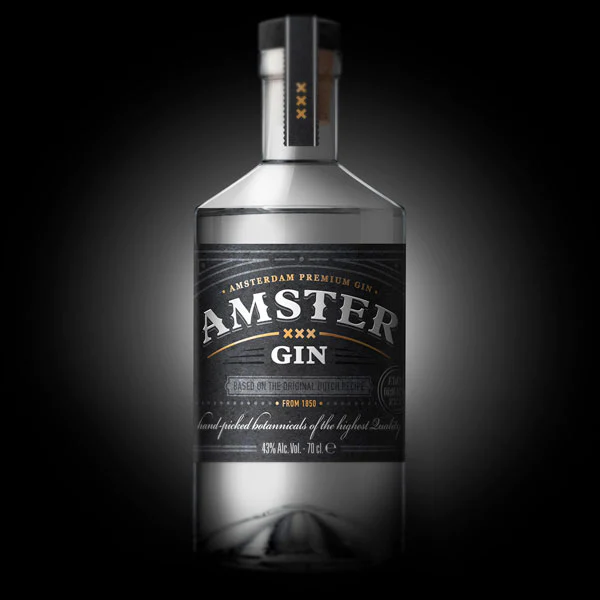 Amster Gin Bottle Packaging Design